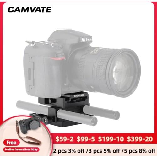 CAMVATE Manfrotto Quick release Connect Adapter With Sliding Mounting Plate&15mm Rod Clamp For Manfrotto 577/501/504/701 Tripod