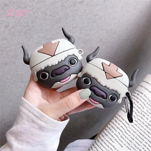 Cute Cartoon Cow Cattle 3D Case For Airpods 1 2 Charging Box Soft Silicone Wireless Bluetooth Headphone Protective Cover Deep