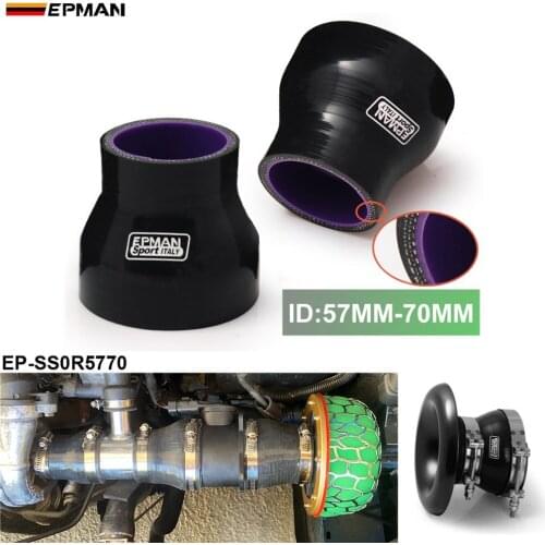 Black 2.24"-2.75" 57mm-70mm Silicone Straight Reducer hose Coupler Pipe Turbo For Golf MK2 8V PB Code EP-SS0R5770