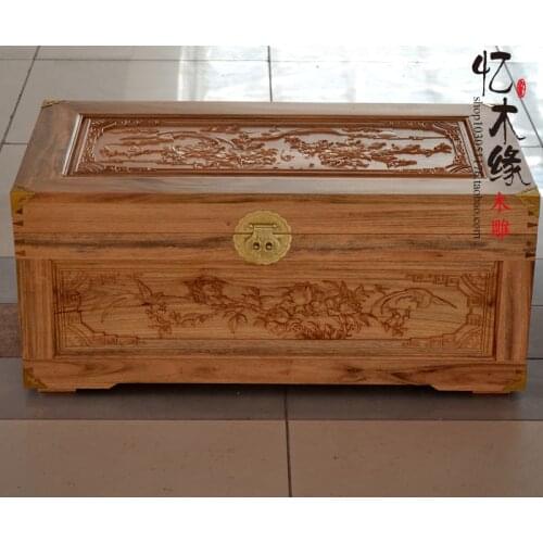 Wood carving camphorwood box insect trunk box containing gifts box marriage dowry box painting storage box