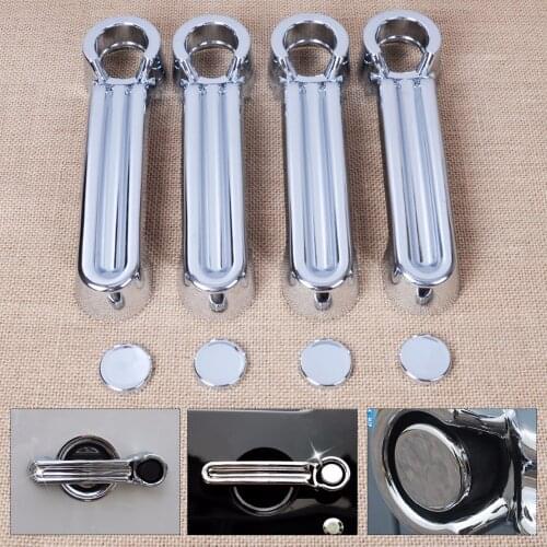 DWCX 4pcs Triple Chrome Plastic Door Handle Cover Trim For 2007-2015 JEEP Wrangler JK 2008-2012 Liberty 2007-2011 Dodge Nitro