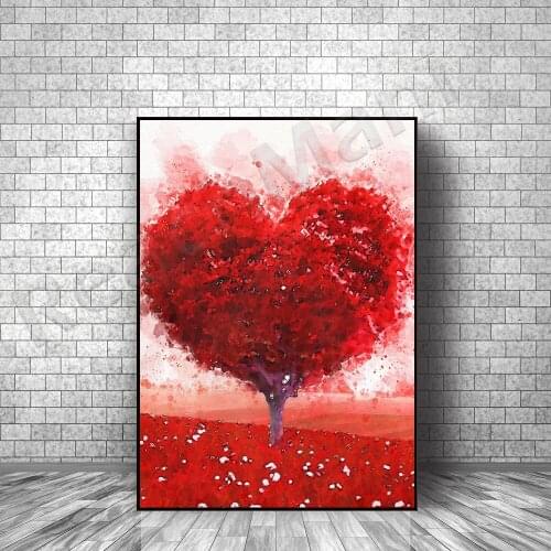 Heart Tree Watercolor Prints Wedding Gift Archive Art Prints Wall Decoration Art Nursery Art Love Valentines Day Decoration Can