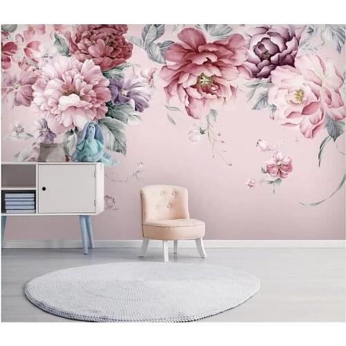 Custom Any Size Mural Wallpaper Modern Pastoral Flowers Hand Painted Photo Wall Paper Living Room Wedding House Papel De Parede