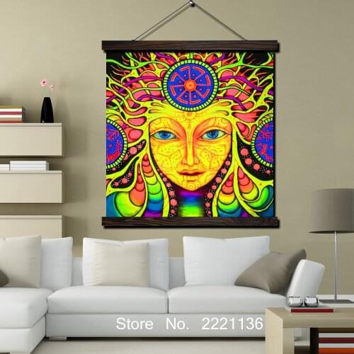 Indain God Colorful Girl Picture HD Print Scroll Painting Wall Art Printed Hanging Framed Canvas Painting Modern Home Decoration