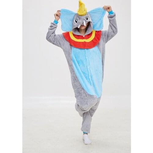 Adult Dumbo Onesies Pajamas Cartoon Pyjama Kigurumi Cosplay Costumes Sleepsuit Animal Sleepwear