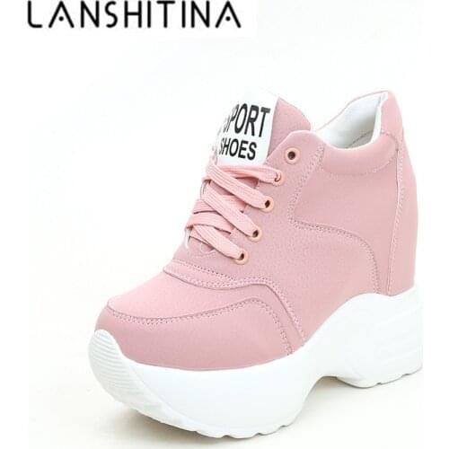 Spring 12CM Heels Wedges Breathable Woman Height Increased Shoes Autumn Women Sneakers Mesh Casual Platform Trainers White Shoes