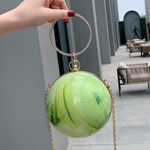 Round Small Totes with Metal Handle 2021 Summer New High-quality PVC Womens Designer Handbag Chain Shoulder Messenger Bag