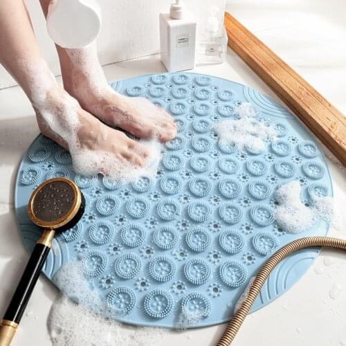 Round Bathroom Non-slip Floor Mat Suction Cup Hydrophobic Massage Foot Mat Bath Mat Shower Mat