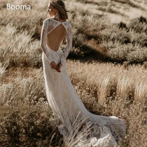 Delicate Lace Mermaid Wedding Dresses Sexy Backless Square Neckline Trumpet Bridal Gowns Illusion Long Sleeves Wedding Gowns