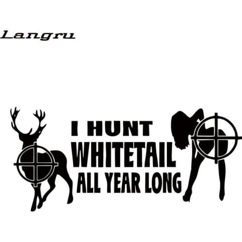 Langru New Style Car Stying I Hunt Whitetail All Year Long Car Window Stickers Vinyl Creative Decal Jdm