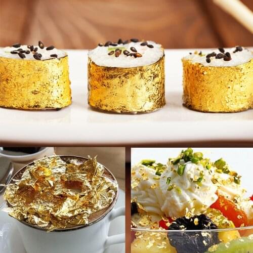 10Pcs 24K Edible Gold Leaf Foil Sheets For Cooking Cakes And Chocolates Decoration Gilding Design 99% gold content Pure Gold
