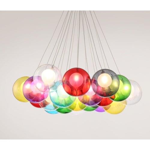 Nordic Colorful Bubble Ball Decorative Modern Wedding Bedroom Art Deco Blown Glass Led Lights For Home Chandelier