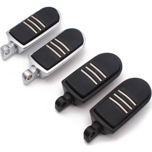 Motorcycle Black/Chrome Aluminum+Rubber Anti-Slip 10mm Foot Pegs Foot Pedals Footrest Universal For Harley Honda Yamaha Suzuki