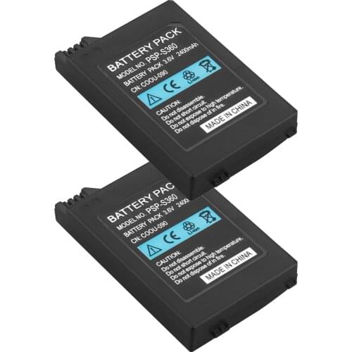 2pcs Battery Pack Replacement for Sony PSP 2000 PSP 3000 PSP2000 PSP3000 PlayStation 2400mAh 3.6V batteries