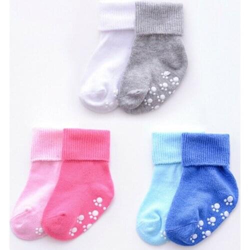 Socks Infant Baby Toddler Girl Boy Socks Cotton Soft Anti Slip Solid Color Autumn Winter Gray Blue