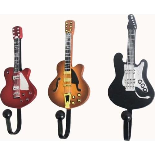 New Hot Sale Retro Guitar Creative Three-piece Garden Wall Mounted Hook Dress Hat Coat Hanging Hanger Bathroom Robe Hooks