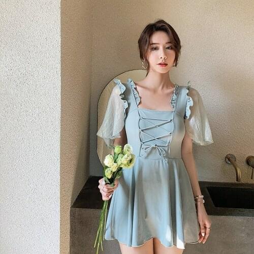 2021 New Womens Swimwear Summer Suit Bathing Suits One-piece Swimsuit High Waist Skirt Solid Bikini Swimming Beachwear