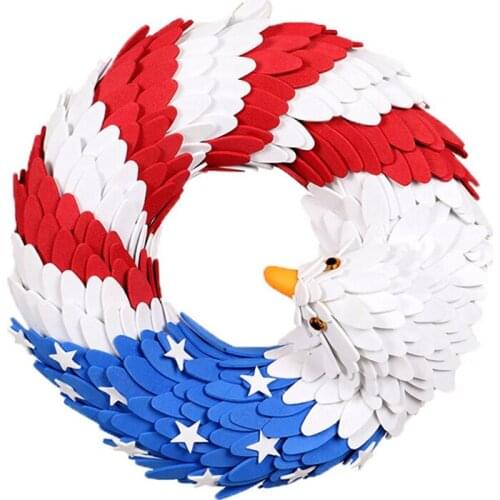 New Americana Patriotic Wreath Handcrafted Memorial Day Wreath Festival Garland Decoration Front Door Wall Home Decor