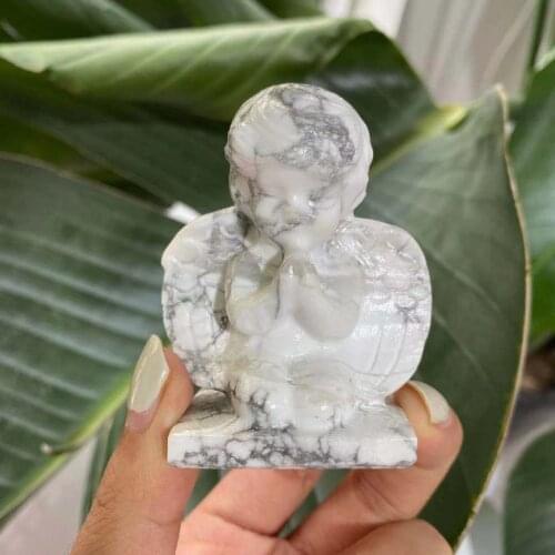 Wholesale Hand Carving Crystal Natural Crystal Howlite angel for Home decoration-YJL