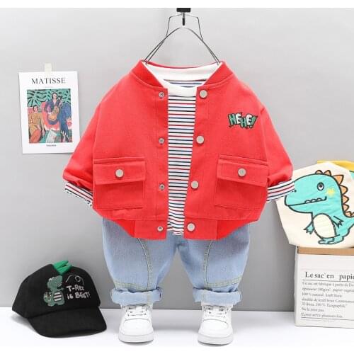 0-5 years Spring Boy Clothing Set 2021 New Casual Fashion CartoonCoat+T-shirt+Pant Kid Children Baby Toddler Boy Clothing