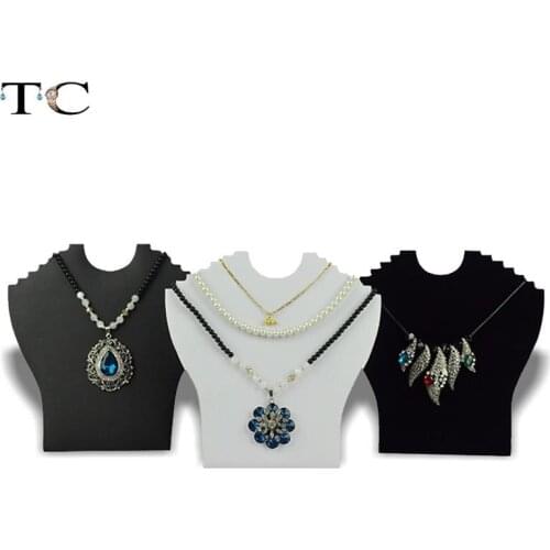 Wholesale 3pcs Jewelry Display Leather Necklace Bust Chain Hard Display 6 Hooks Pendant Holder Stand Neck Velvet/Leatherette