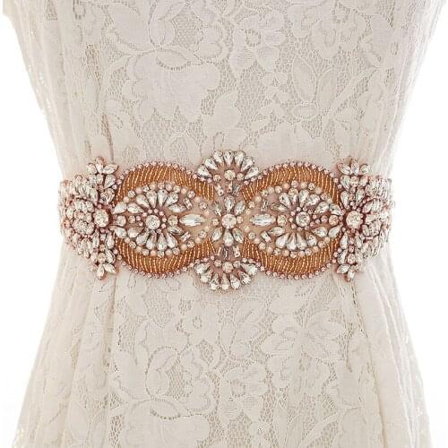 New Vintage Bridal Wedding Waist Sash Belt Rhinestone Sash Ribbon Sash Sparkly Bridal Crystal Sash for Bride Bridesmaid B31