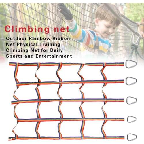 Outdoor Rainbow Ribbon Net Physical Training Climbing Net For Daily Sports And Entertainment