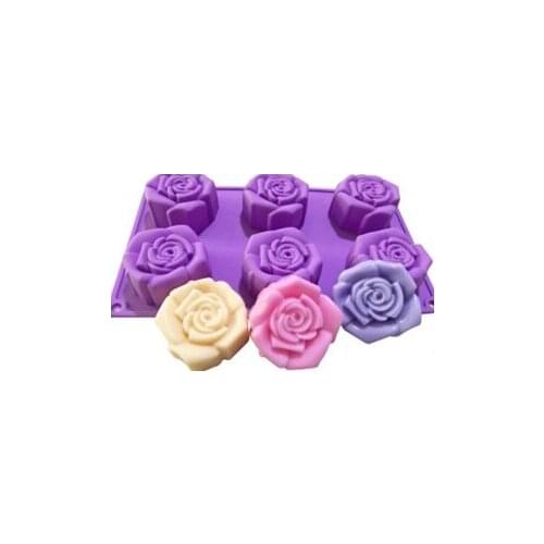 6 hole rose silicone cake mould soap mold baking tool