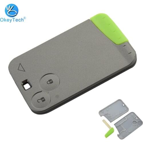 OkeyTech For Renault Laguna Espace Smart Card 2 Buttons Replacement Auto Car Key Shell Cover For megane With Insert Blank Blade