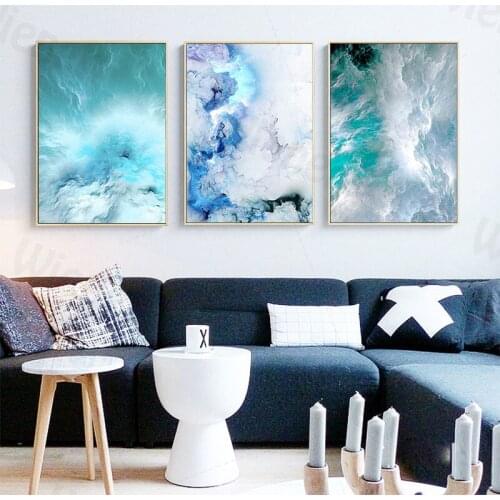 Modern Home Decor Abstract Poster Blue Marble Living Room Bedroom Wall Art Canvas Painting Nordic Posters and Prints Wall Pictur