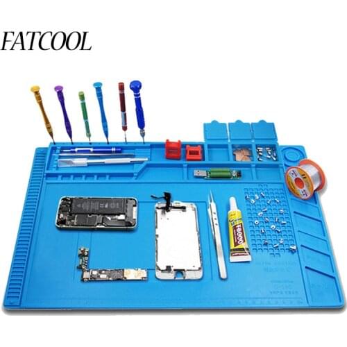 FATCOOL Heat Insulation Silicone Pad Desk Mat Maintenance Platform For BGA Soldering Repair Station With Magnetic Section