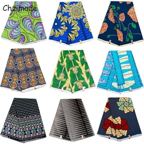Chzimade Leaf Printed African Wax Fabric For Women Dress Polyester Tissu Fabric Home Decoration