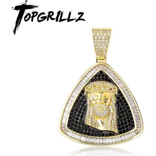 TOPGRILLZ 2020 New Jesus Pendant Mens High Quality Micro Pave Iced Out Cubic Zirconia Pendant Necklace Hip Hop Jewelry For Gift