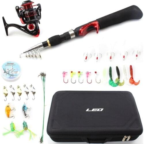 1.65M ultrashort Carbon Fishing Rod and Spinning Reels Combo Portable Tackle Fishing Tackle Suit Line Lures Hooks Bag