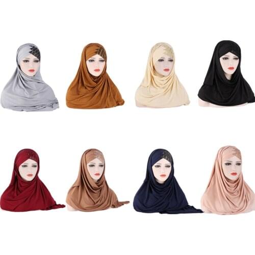 New Milk Silk Muslim Wrap Instant Hijab Women Scarf Shawl Headscarf Bandana Islam Foulard Femme Muslim Turban Scarf Accessories