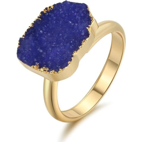 Dayoff Europe Huge Irregular Resin Rings Women Jewelry Geometric Adjustable Female Gold Engagement Ring Open Vintage Rings R111