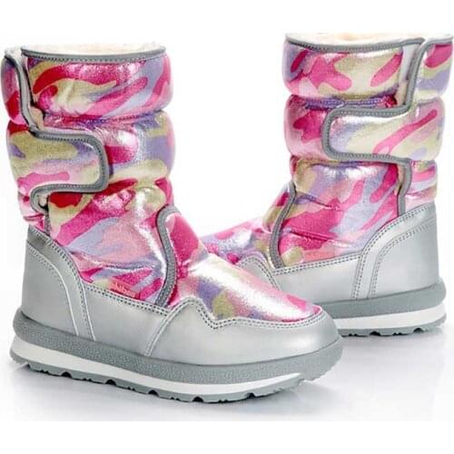 Winter Girl Snow Boots Outdoor Thickened Ski Shoes Non-Slip Boys Warm Children Shoes Waterproof Adult Ski Shoes