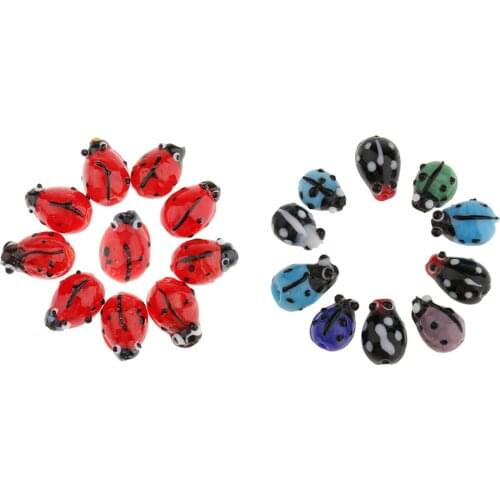 10pcs Ladybug Lampwork Glass Spacer Beads Loose Beads for Jewelry Making DIY Accessories