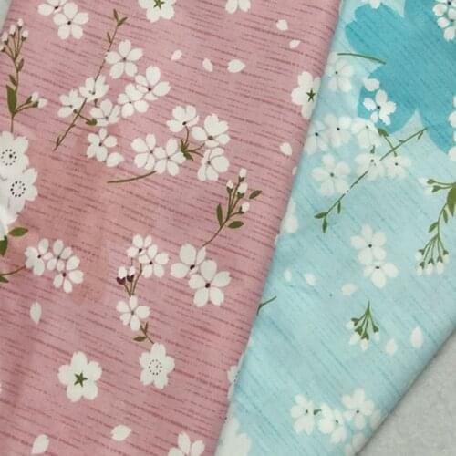 100% Cotton Japanese Sakura Flower Pink Blue Printed Cotton Poplin fabric Dot Fabric Patchwork Cloth Dress Quilting Home Decor