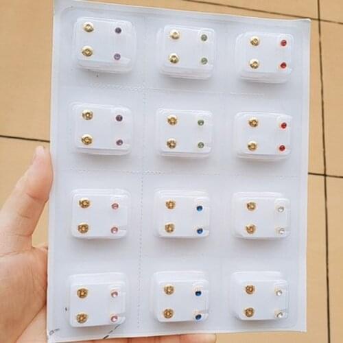 12 Pairs Disposable Safe Ear Stud Piercing Gun Piercer Tool Silver Color Earring Piercing Jewelry New Medical Steel Alloy