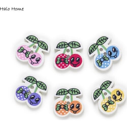 30pcs Cherry Wood Buttons Sewing Scrapbooking Clothing Handwork Home Gift Decor Wooden Decorative 20x20mm