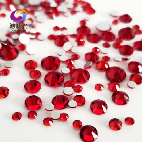 300pcs Mix SS4-SS16 Size Red Non HotFix flatback glass crystal 3D Nail Art Rhinestone diy Decorations Free shipping