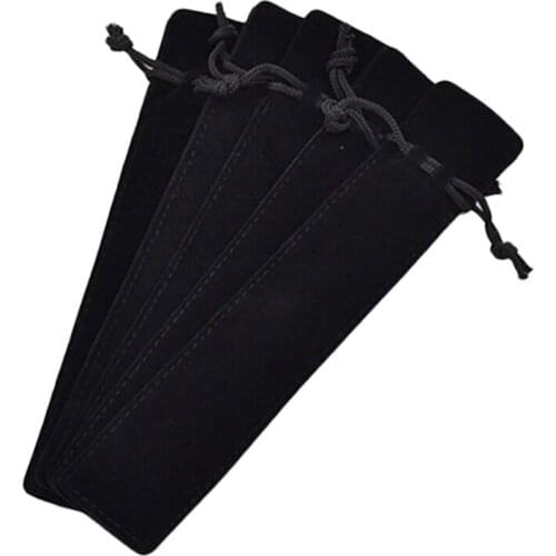 50 Pcs Black Velvet Pen Pouch Sleeve Holder Single Pen Bag Case Pencil Bag