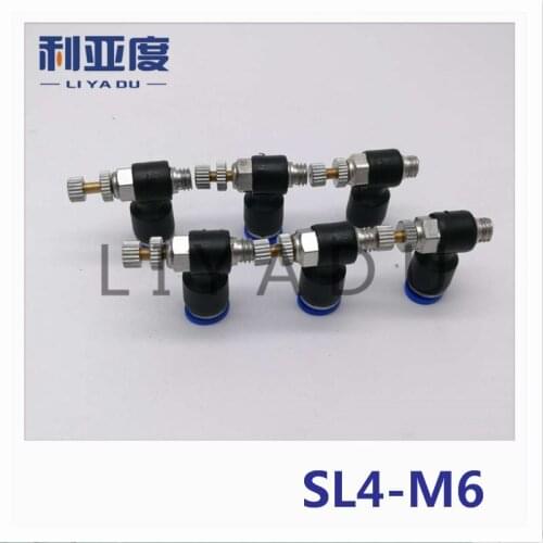 50PCS/LOT SL4-M6 Pneumatic quick L type throttle valve pneumatic joint Pneumatic fittings