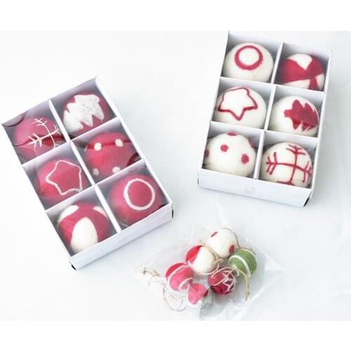 6pcs/set Cute Wool Ball Pendant With Rope Christmas Tree Decoration Christmas Ornament Charm