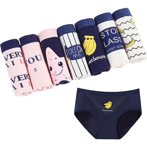 7 Pcs/lot Sexy Panties Women Underwear Cartoon Animal Cotton Briefs Seamless Cueca Calcinhas Print Underpants Girls Lingeries