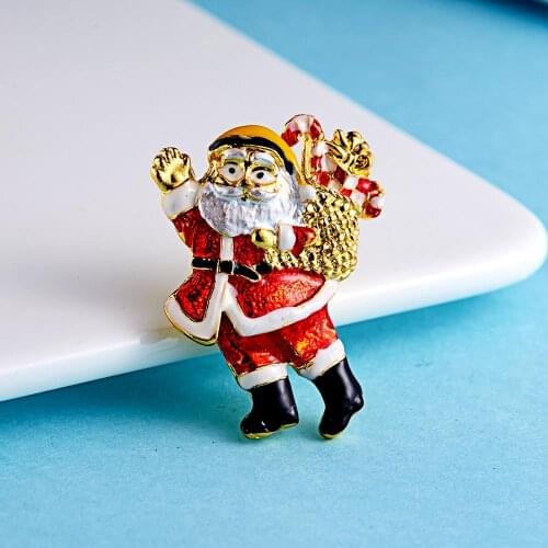 2020 New Year Fashion Christmas Brooch Cute Santa Claus Rhinestone Enamel Pin Brooch Jewelry Gift for Women Kids Dropshipping