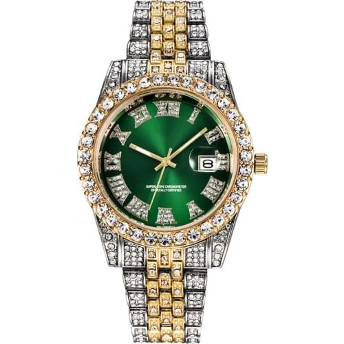 OMYFUN Watch for Men Luxury Diamond Iced Out Watch Women Quartz Watch Date Shows Watches Clock Relogio Masculino Men Watches