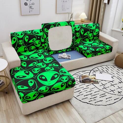 Cartoon Alien Printed Sofa Cushion Cover Elastic Furniture Protector Sofa Seat for room Cushion Slipcover Spandex Couch Cover