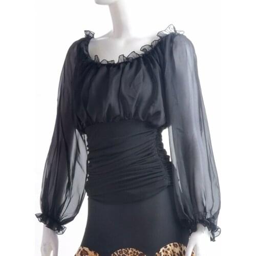 Exotic dance GB collar Lantern Sleeve loose abdominal fold bat modern practice jacket T11043